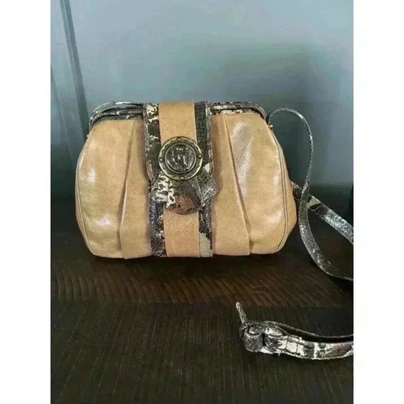 Sharif Vintage Leather Purse Shoulder/Crossbody Western Camel Tan Snakeskin USA‎ - Picture 2 of 14